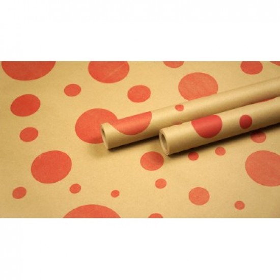 Крафт бумага, рис. "Шары" (красный) 0,7м*10м, цена за рулон